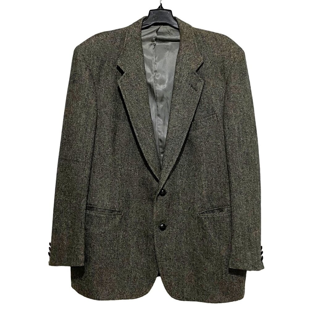 Vtg 90s Mens Wool Blazer Sz 48 Academia Grandpacore Old Money Poland Herringbone